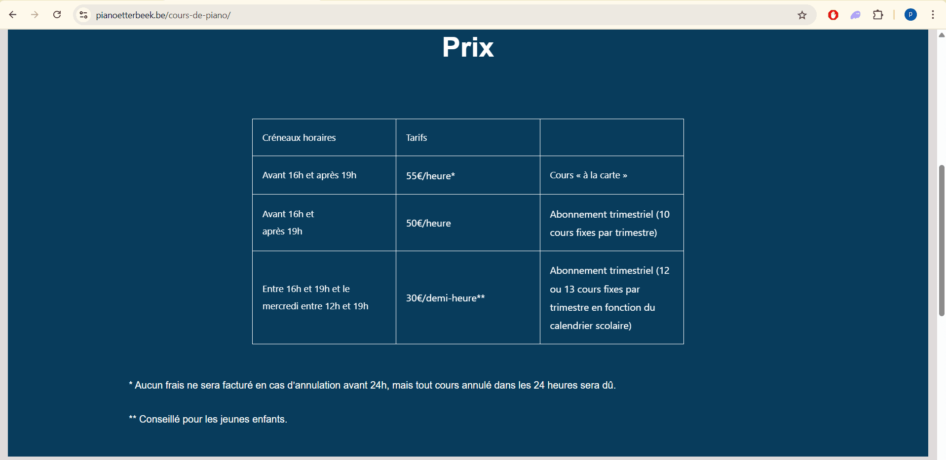 Page d'Information